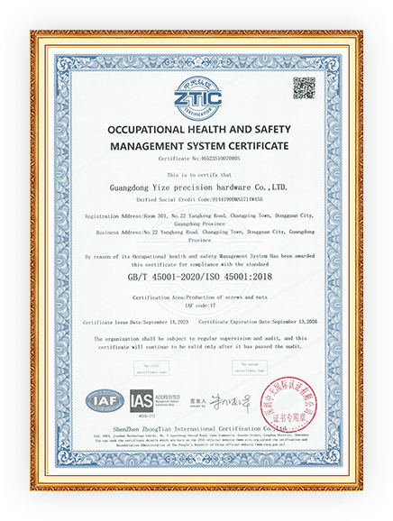 English Certificate of Occupational Health and Safety
